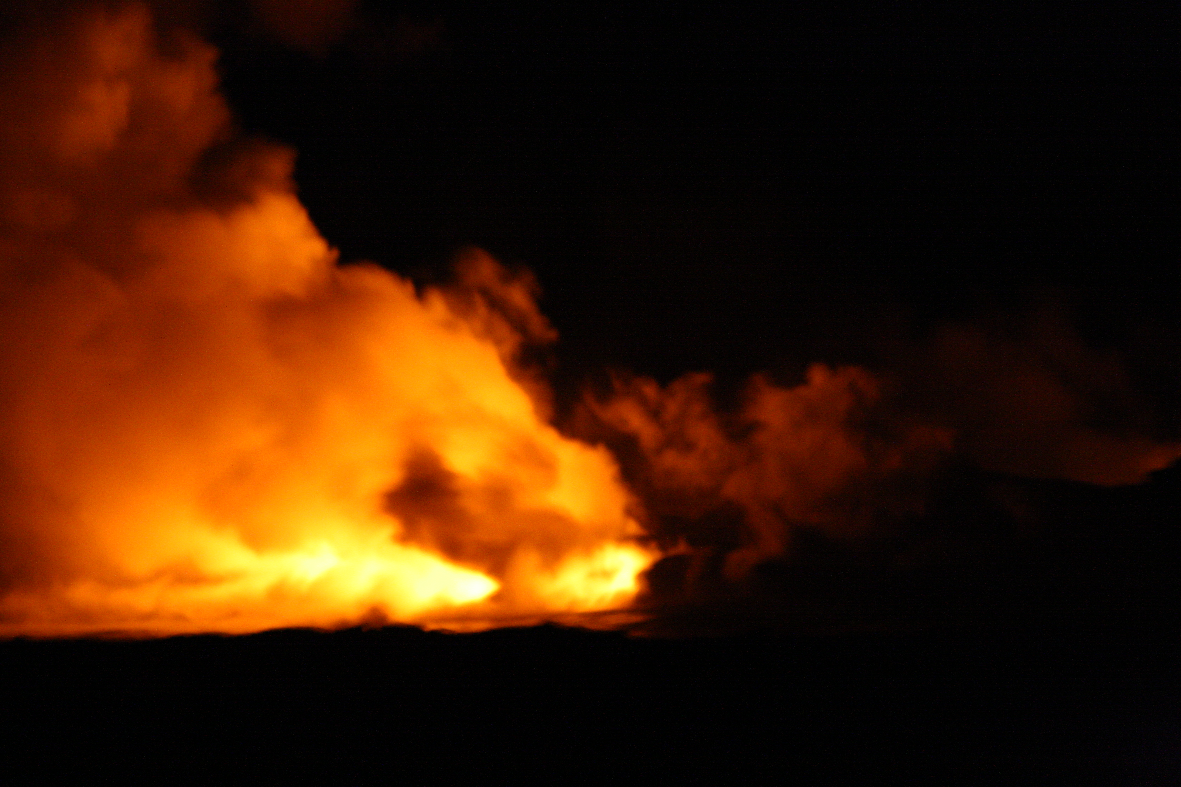 Big Island - Lava in the water after dark